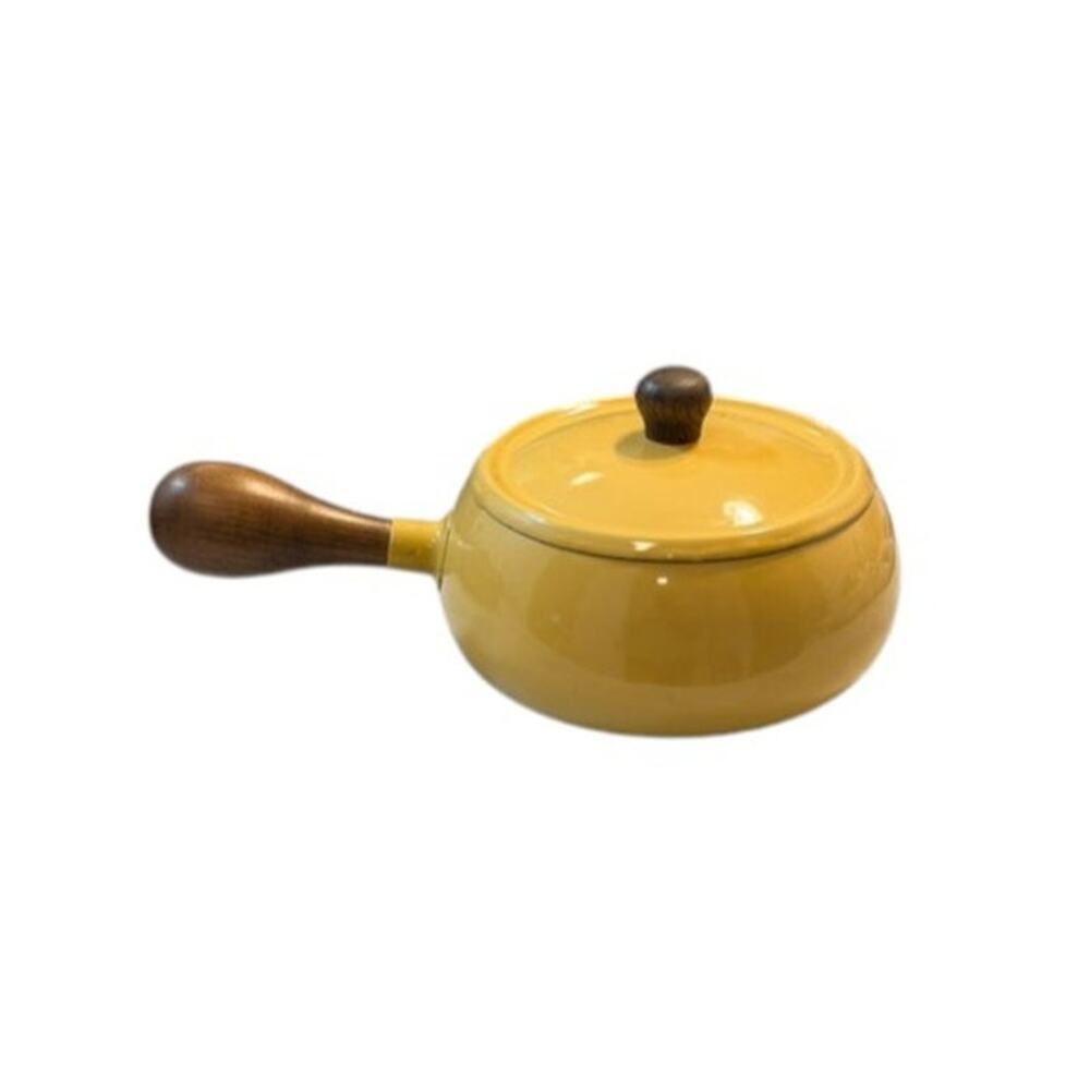 Vintage Gail Craft Yellow Enamel Fondue Pot MCM Japan